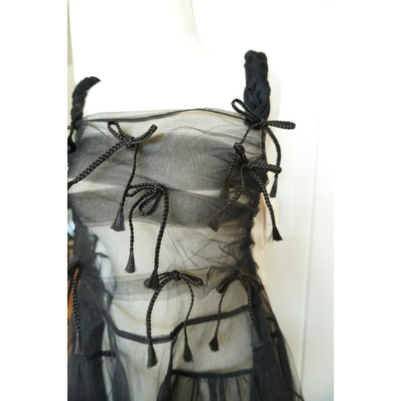 Women's Sandy Liang Monchi Tulle Ribbon Sheer Dress Size 2 - Picture 4 of 15